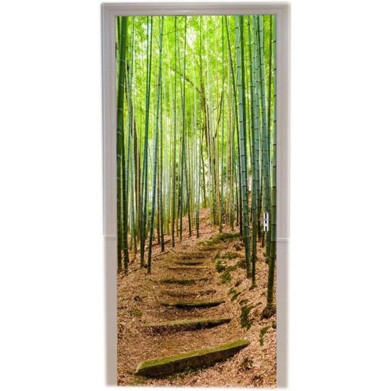 Sticker Porte 3D Effet Montagne Enneigée - Dimensions 85x200 Cm, Vinyle Amovible, 2 Pièces