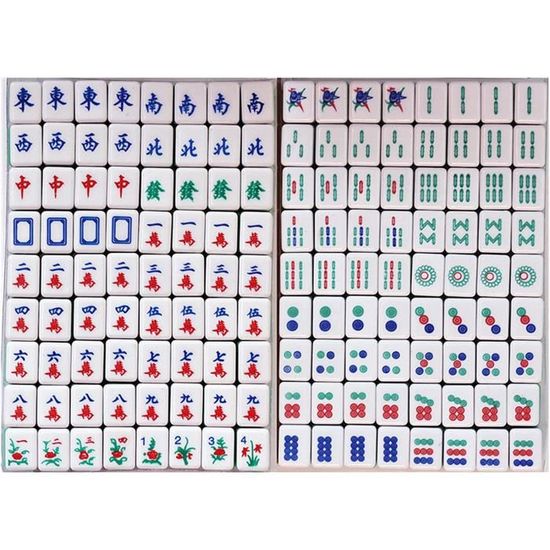 Jeu De Mahjong Traditionnel Chinois - 144 Tuiles Mélamine, Portable, 2 Dés, Multi Joueurs, Voyage