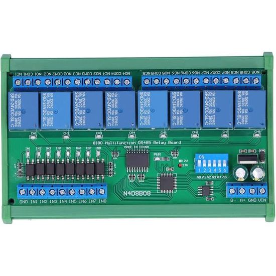 Relais API 8 Entrées / 8 Sorties - Module Relais Rail DIN 24V - Contrôle Série, Vitesse Baud Réglable | Pour Automatisme Industriel