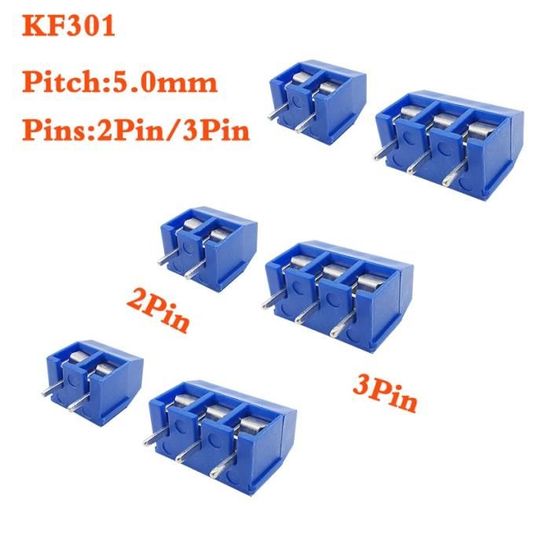 10 Borniers PCB 3 Pins - Pas 2.54mm - Vis M1.6 - Vert - Pour Montage électronique