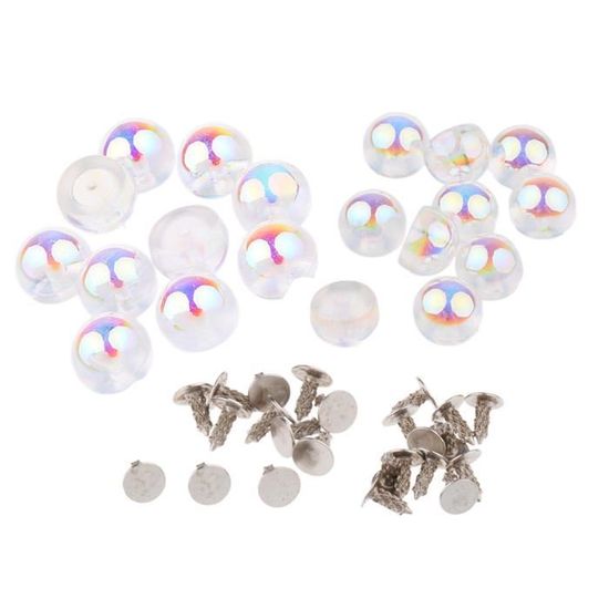 120 boutons décoratifs en perles synthétiques avec tige 10 couleurs 10