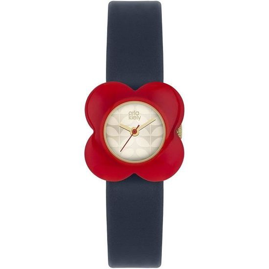 Orla Kiely Montre Femme Analogique Quartz avec Bracelet en Cuir