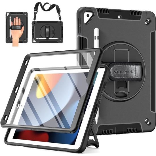 VAGHVEO Coque Rotatif Pour IPad 9ème/8e/7e Génération 10,2 Pouces Avec Porte-Stylet, IPad Air 10,5 3ème Génération/Pro 10,5 Étui à Rabat, Transparent Dos Housse, Support Rotative à 360 Degrés, Rose