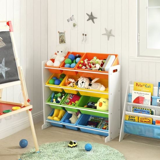 Étagère pour jouets enfants - SONGMICS - GKR04W - Cadre blanc - Casiers amovibles - 86 x 26,5 x 78 cm
