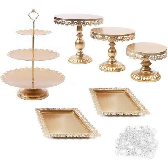 Lot De 3 Présentoirs à Gâteaux En Métal Doré - Supports à Étages Élégants Pour Mariages Et Fêtes