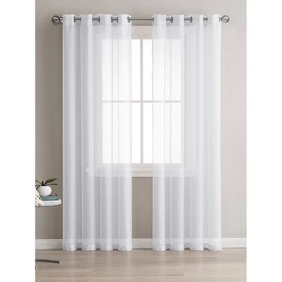 Rideaux Voilages Blancs Ajourés – Très Grande Largeur 310 Cm – Hauteur 270 Cm