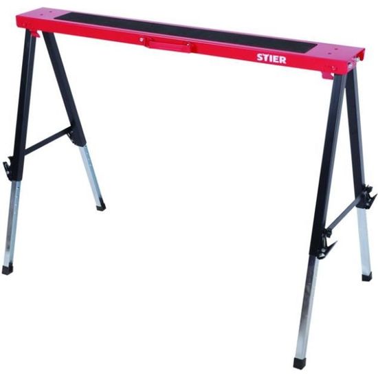 Tréteaux Réglables En Hauteur Tréteau Repliable STIER Hauteur Réglable 46- 91cm - Portée 150kg, Léger Et Compact, 7.1kg Tréteaux Télescopiques Amazon - 1