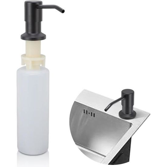 Distributeur de savon pour évier - QIILU - 300 ml - Acier inoxydable - Rotation 360° - Facile à installer - Bricolage