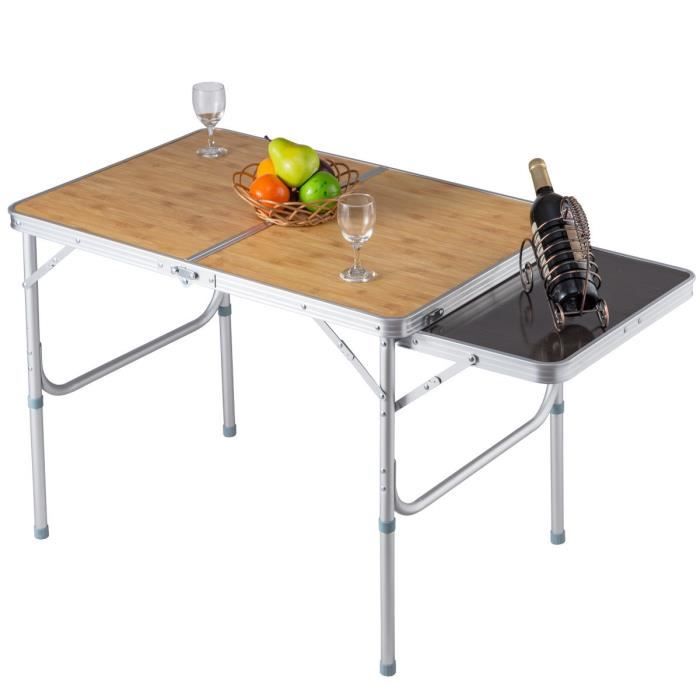 COSTWAY Table Pliante de Camping Valise Portable 90 x 60 x 71cm ( L x l x H) pour BBQ Barbecue Pique-Nique Cadre en Aluminium