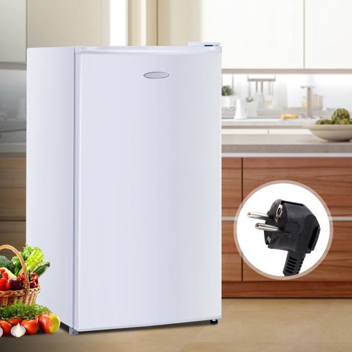GOPLUS 91L Réfrigérateur,49 x 45 x 84CM,Thermostat Réglable à 7 Vitesses,avec 3 Compartiments de Porte&1 Compartiment Légumes(blanc)