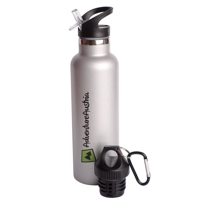 AdventureAustria Bouteille Isotherme en Acier Inoxydable Gourde Sport avec Paille Intégrée et à Large Goulot - Conserver Les