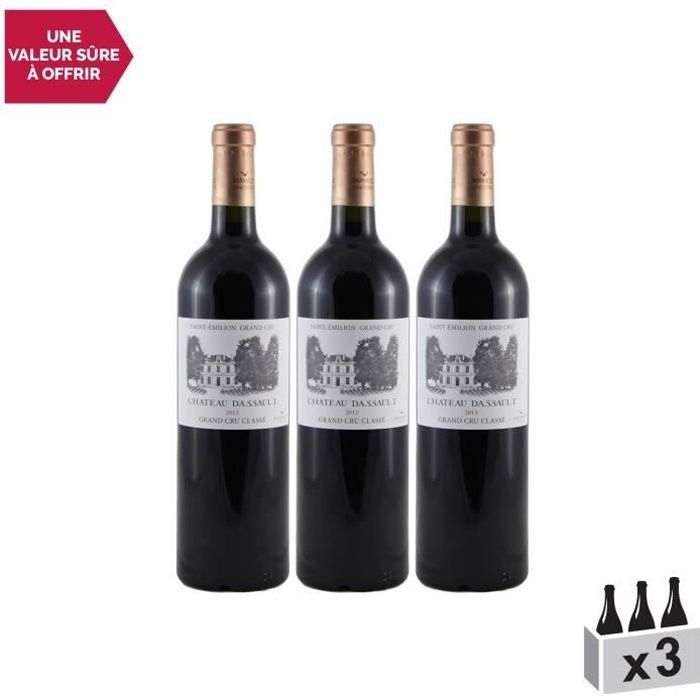 Château Dassault Rouge 2013 - Lot de 3x75cl - Appellation AOC Saint-Emilion Grand Cru - Vin Rouge de Bordeaux - Cépages Merlot,
