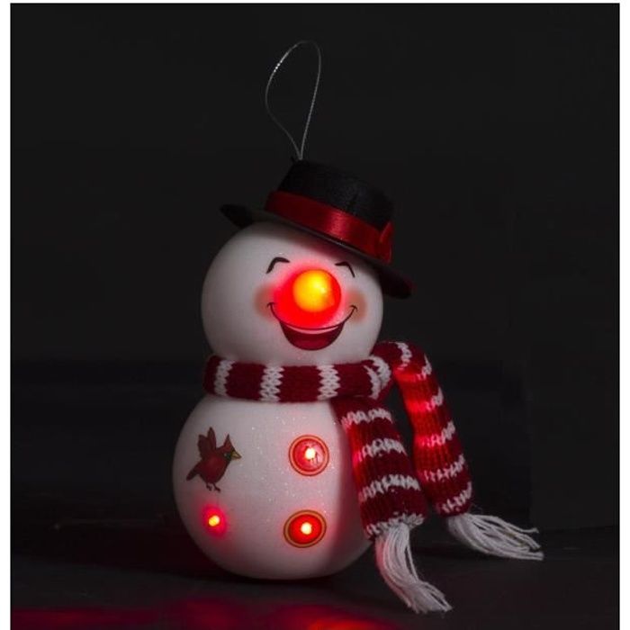 Feeric Christmas - Décoration de Noël lumineuse Bonhomme de Neige à suspendre ou poser 6 LED Blanc chaud H 14 cm Bonhomme De Neige
