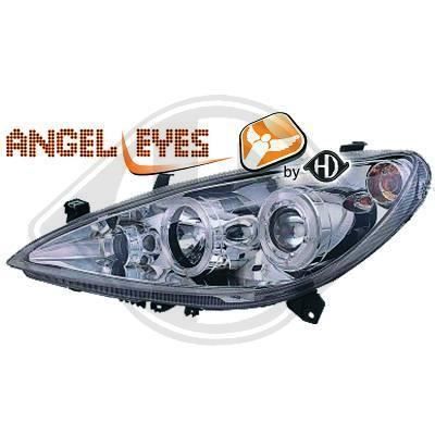 4234680 , Paire de Feux Phares Angel Eyes chrome pour PEUGEOT 307 Berline , Break de 2001 a 2005