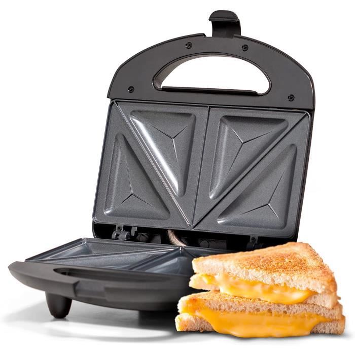 Appareil à Sandwich Croque-Monsieur 750W Plaques Antiadhésives 2 Sandwichs Sans BPA