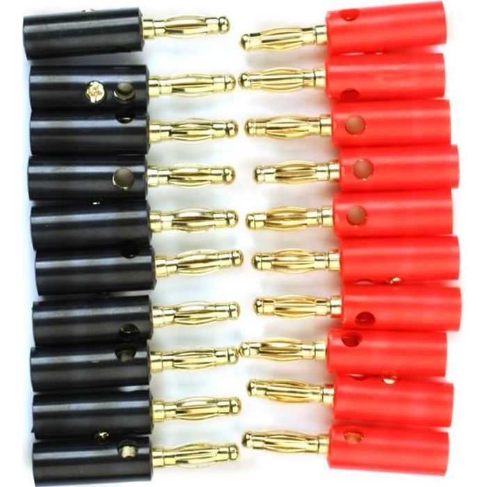 20x Fiche Banane Prise électronique Connecteur Vis Plugs 4mm Métal Pr Câble