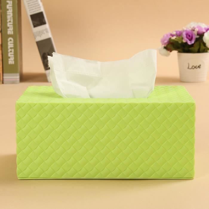 Rotin Boîte à Mouchoir Papier Tissu Tissue Box Plastique Hôtel Maison Restaurant Vert Bo07104