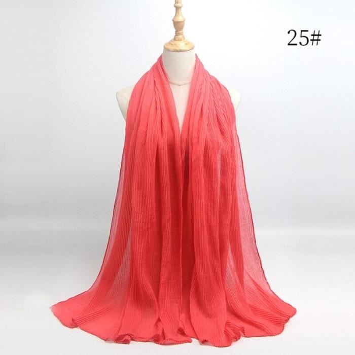 Foulard hijab en coton froissé, écharpe douce, écharpe chaude, écharpe chaude, châle, 25 couleurs, Design hiver, tendanc DY5187