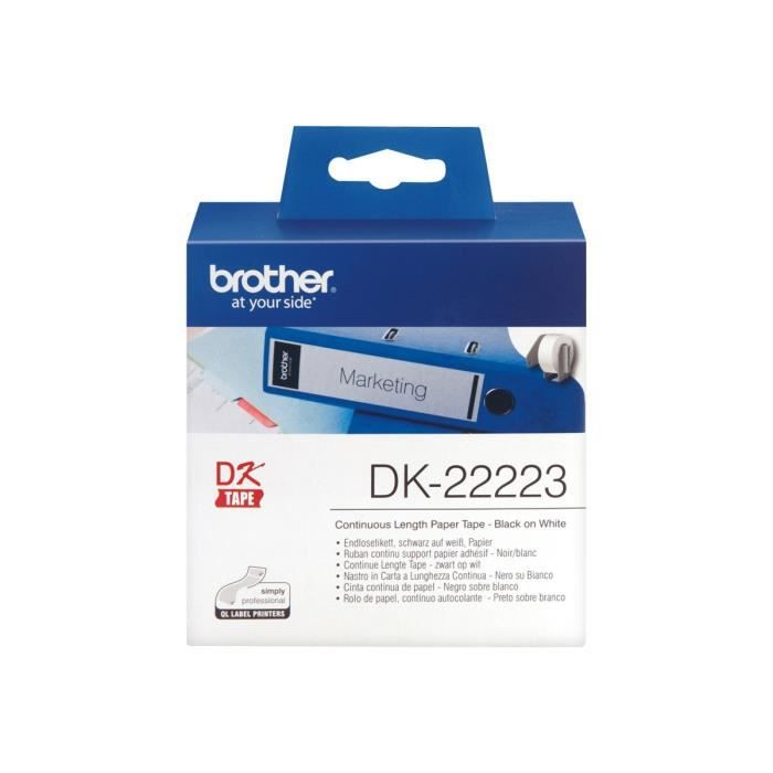 Brother DK-22223 Papier noir sur blanc Rouleau (5 cm x 30,5 m) 1 rouleau(x) étiquettes continues pour Brother QL-1050, QL-500,…