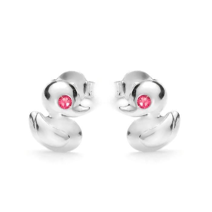 butterfly Filles Boucles D'oreilles Argent Rose Vrais Swarovski Elements Canard Emballage Cadeau Enfants