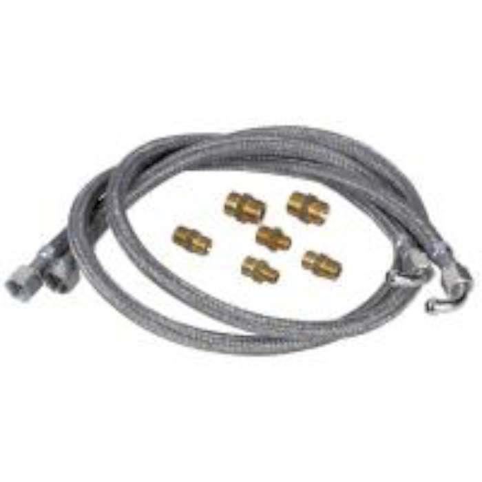 KIT 2 FLEXIBLES FIOUL UNIVERSEL 1/4 - 3/8 + 6 RACCORDS