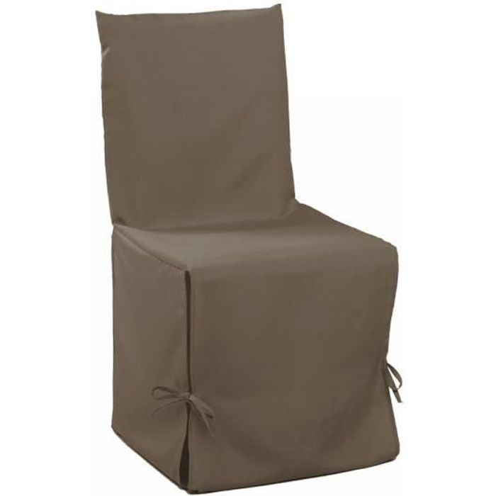 DOUCEUR d'INTERIEUR Housse de chaise unie à nouettes 50x50x50 cm Essentiel taupe