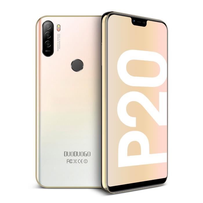 Smartphone Debloqué 5.85- Écran (4Go+64 Go) Android 10.0-Quad Core-Téléphone portable-Blanc