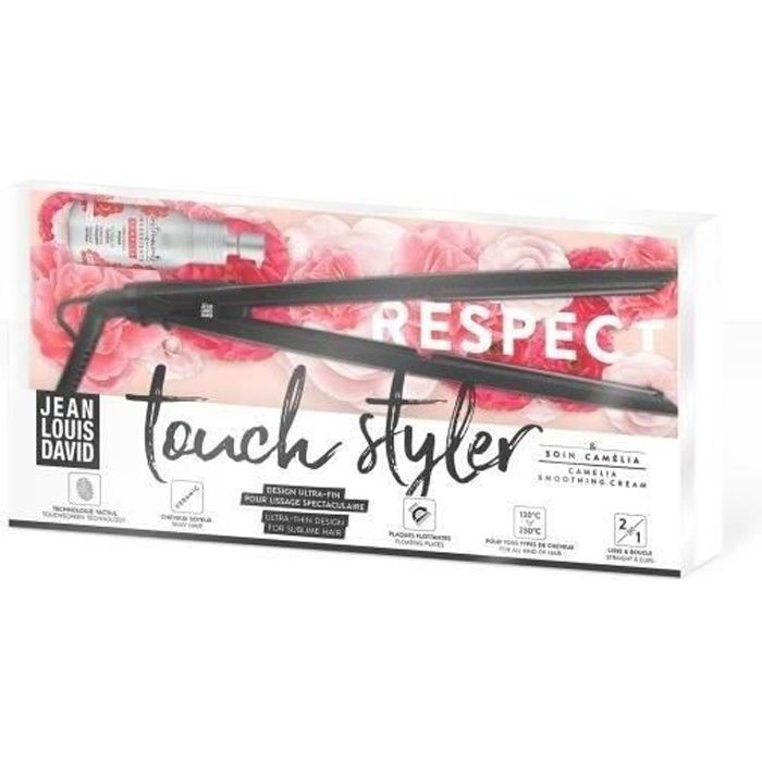 JEAN LOUIS DAVID Touch Styler 39999 - Lisseur tactile futuriste - Céramique - Plaques flottantes - 11 Températures - Gris irrisé