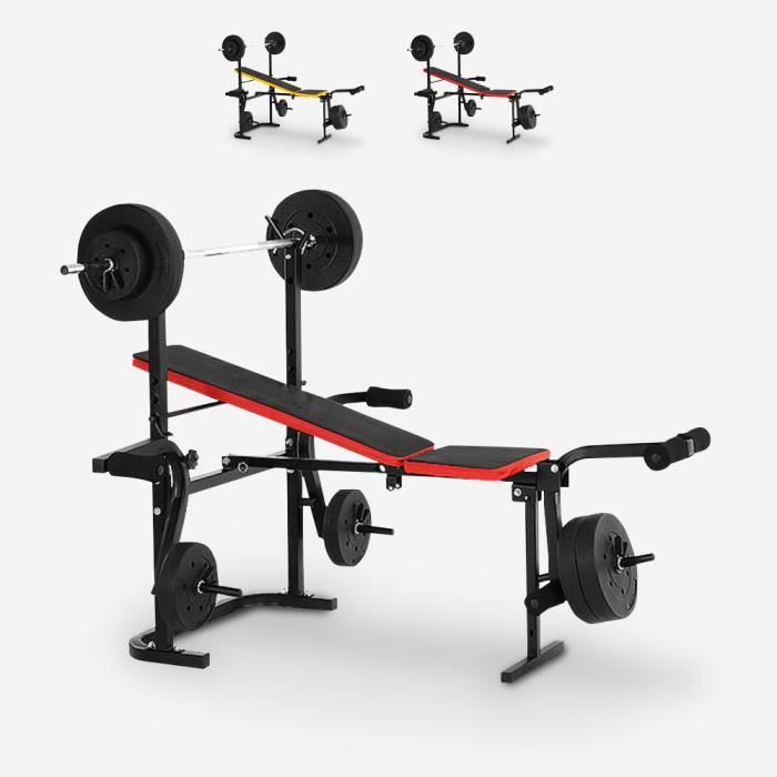 Banc de musculation pliant multifonction avec différents poids Balancer, Couleur: Rouge