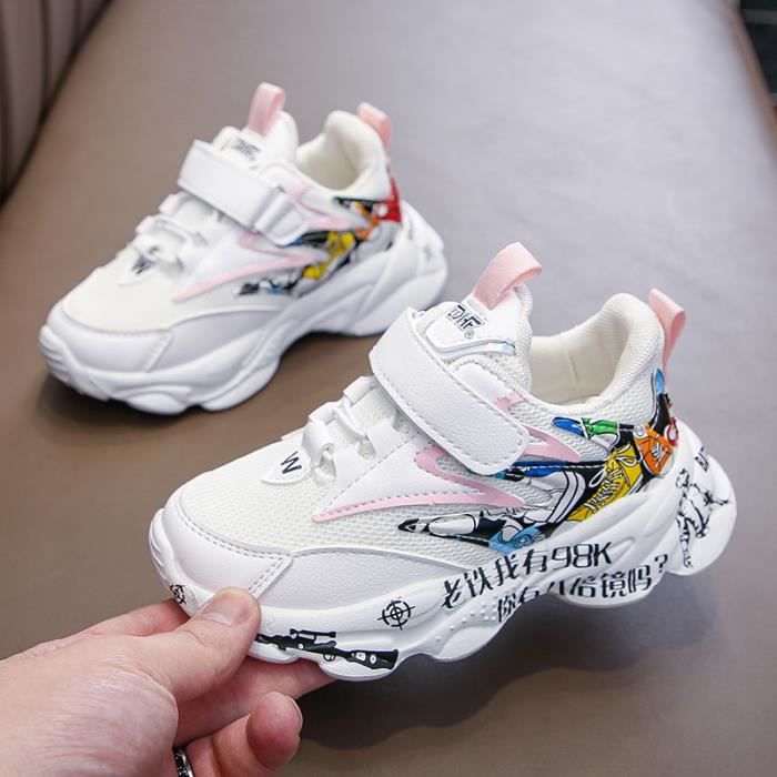 Chaussures de course respirantes en maille pour enfants, baskets pour filles et Garçonss de 5 à 10 ans, taille 27-37, rose, noir, g