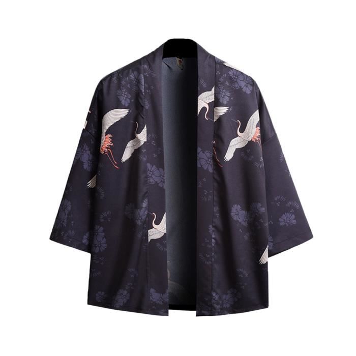 Cardigan Hommes Yukata Imprimé ,Cardigan Ukiyo-e,Haori en Coton,Cardigan Fin Style Chinois A