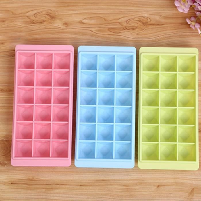 Bac à Glaçons en Silicone 18 Cubes approuvé par la FDA souple et permet de démouler facilement les glaçons (Couleur aléatoire)