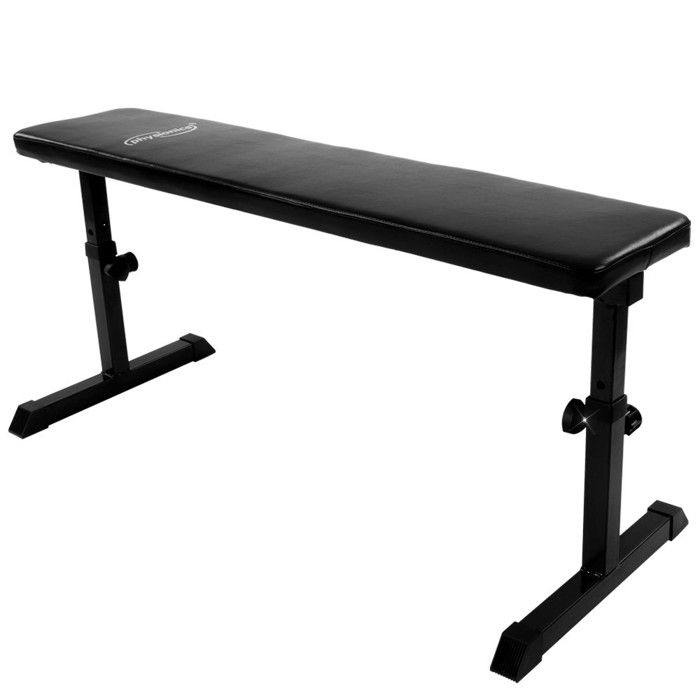 Physionics® Banc de Musculation Plat - Hauteur Réglable, Charge Max. 200 kg - Banc d'Haltérophilie, Exercices,Entraînement, Fitness