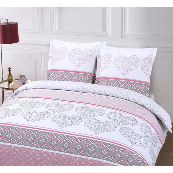 VISION Parure de couette 100% Coton PINKY LOVE 220x240cm