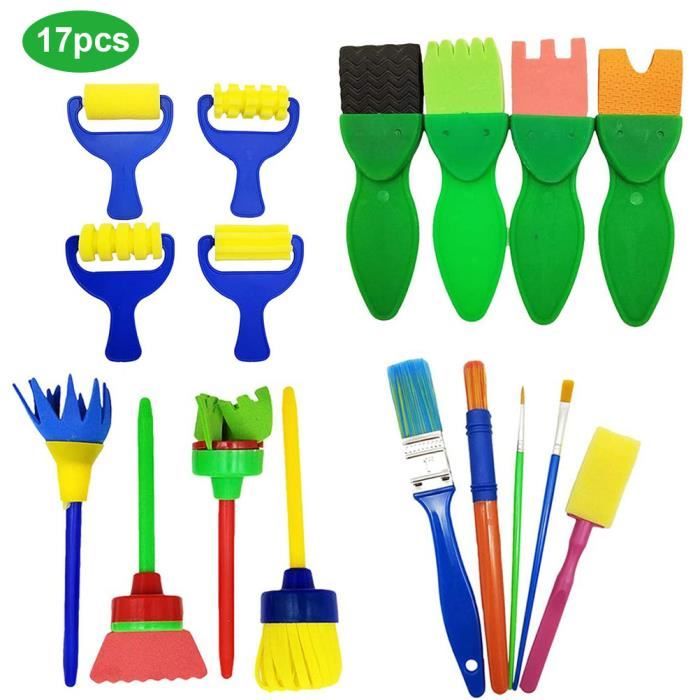 17pcs enfants dessin ensemble de brosses à rouleaux outils de dessin pour enfants
