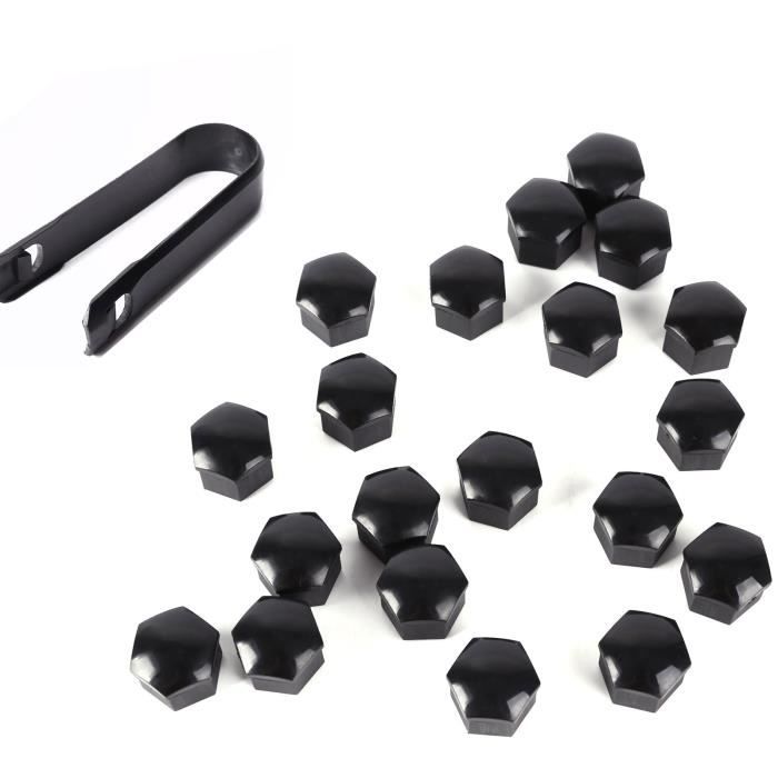20x Cache ecrou Protection capuchon 17MM boulon pour Roue VW Audi Skoda Noir