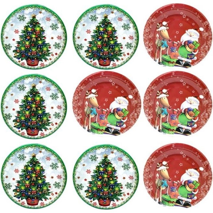 1 ensemble d'assiettes jetables pratiques sûres et durables de Noël ASSIETTE
