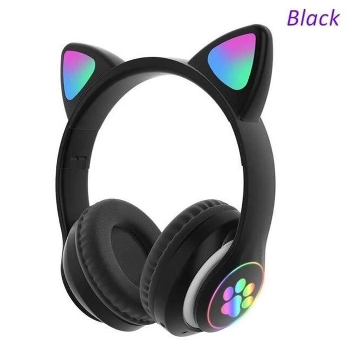 Casque Bluetooth pour sans Fil, Ecouteurs Bluetooth pour Oreilles de Chat pour, Pliable Casque Audio Stéréo avec Lumières LED/Micro