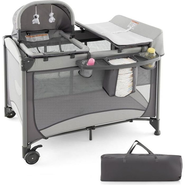 GOPLUS Lit Parapluie Bébé 0 à 36 Mois-Lit Pliant Hauteur