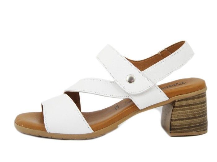 sandale nu-pieds pour femme – raquel perez – cuir blanc – talon large