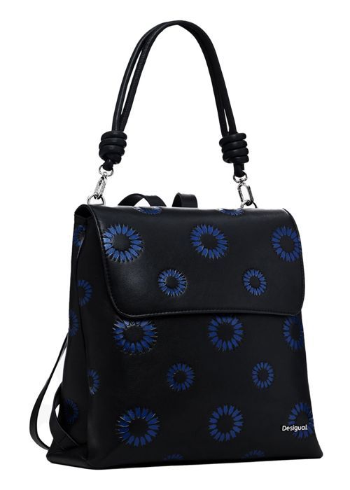 Sac à Dos Desigual Romeo Floral Sumy Mini - Noir - Sac à Dos Loisirs Pour École Et Voyage - Bretelles Rembourrées Et Multiples Poches