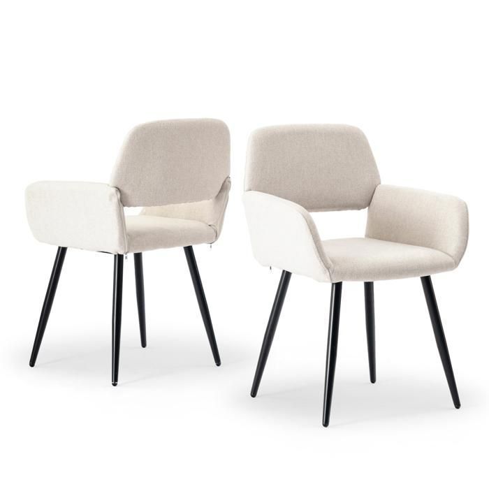 Lot de 2 chaises longues de style scandinave - Tissu doux - Structure robuste - Convient pour salon chambre à coucher - Beige