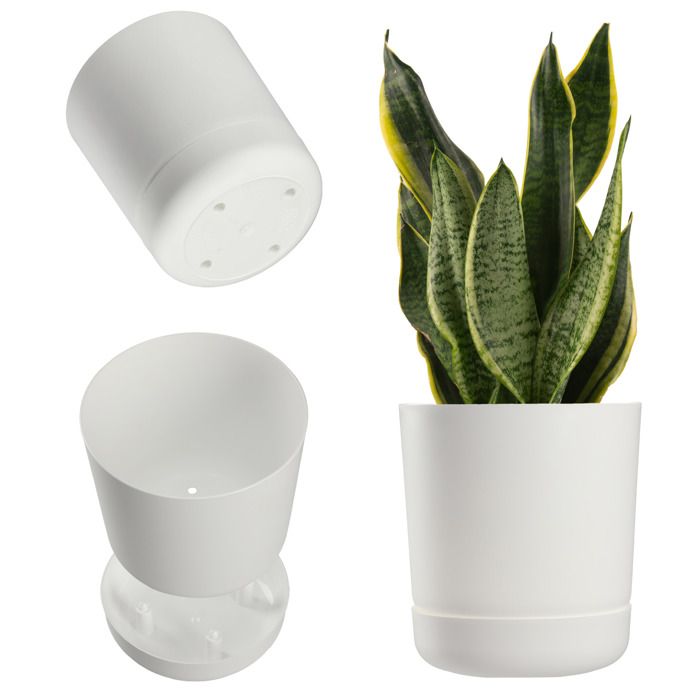 Pot De Fleurs En Plastique KADAX - Diamètre 15cm, Blanc - Simple, Robuste, Résistant Aux UV - Pour Intérieur Et Rebord De Fenêtre