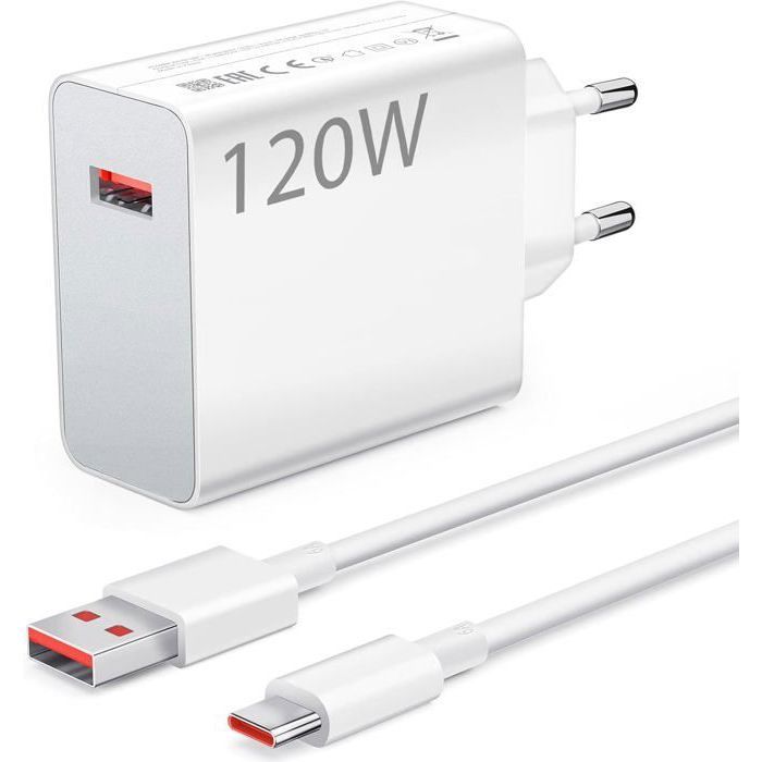 Chargeur Rapide 120W Xiaomi Avec Câble USB-C 1,5m - Compatible Xiaomi 14, 13, 12, Redmi Note Et Séries K - 10