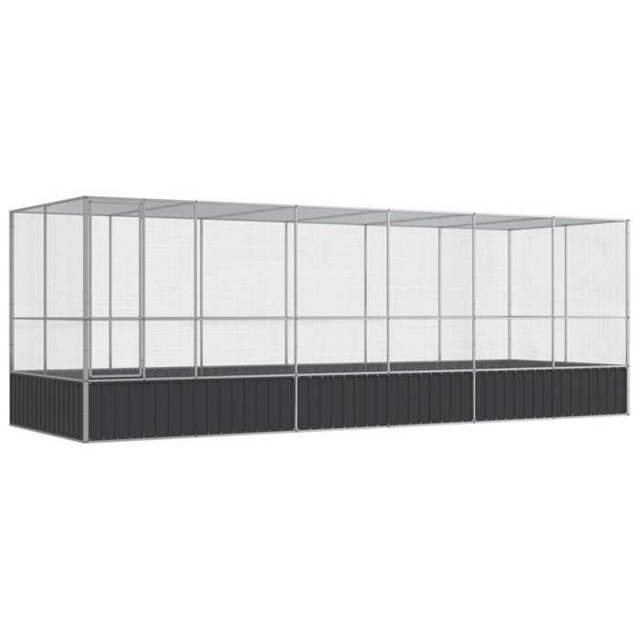 Comparer les prix de Volière cage à oiseaux avec extension argenté 625 x 207 x 212 cm acier Argent 02_0045659
