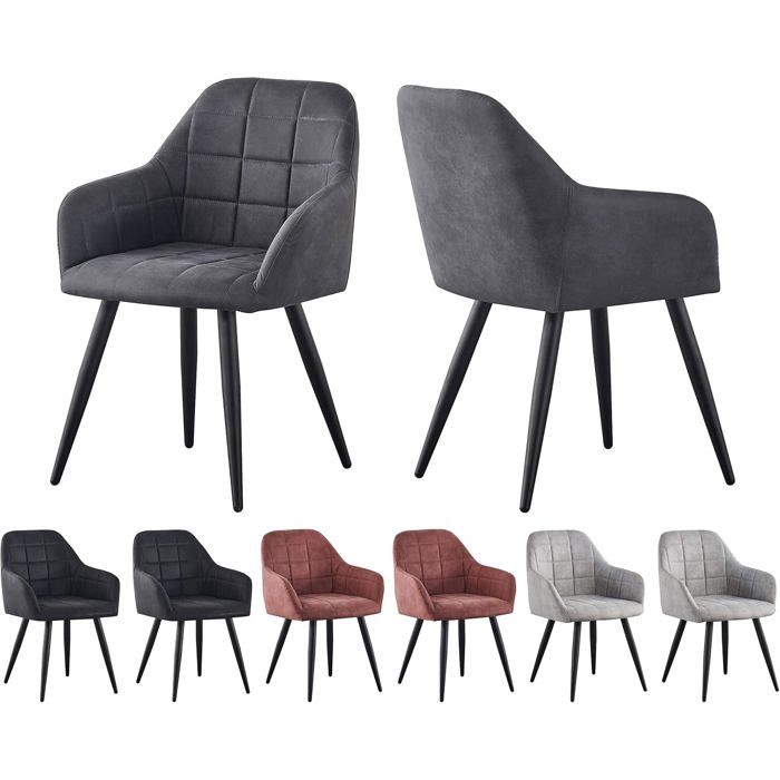mcc direct Adrian Lot de 2 chaises de Salle à Manger en Daim synthétique avec Pieds en métal Gris