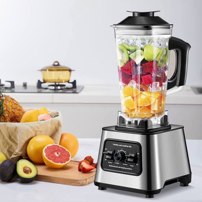 Blender multifonction - 9 vitesses - 2 en 1 - 6000 W - 2 5 L - Avec 4 lames en acier inoxydable - Pour mixer hacher et moudre