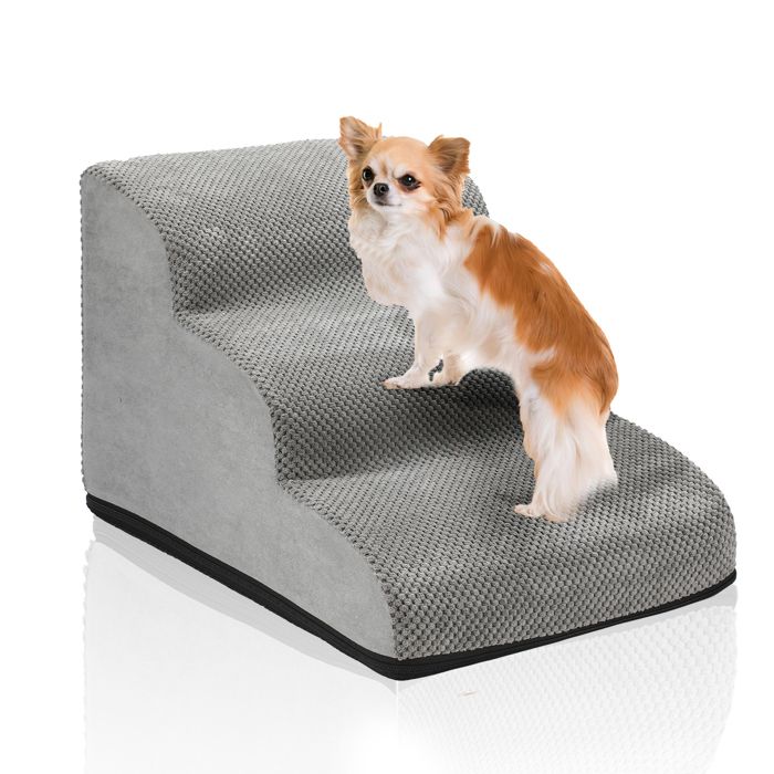 Comparer les prix de Hengda Escalier pour chien à 3 Niveaux en Mousse Haute Densité Housse Lavable Antidérapant
