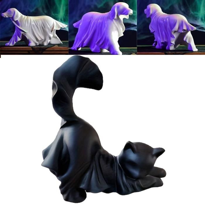 Statue De Chien Fantôme, Décoration Effrayante De Chiens, 17,5 X 6,4 X