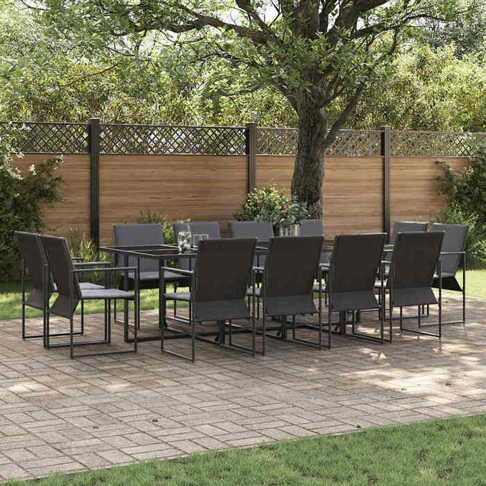 vidaXL Ensemble de jardin pour manger de 16 pièces avec des coussins en acier et en textilène